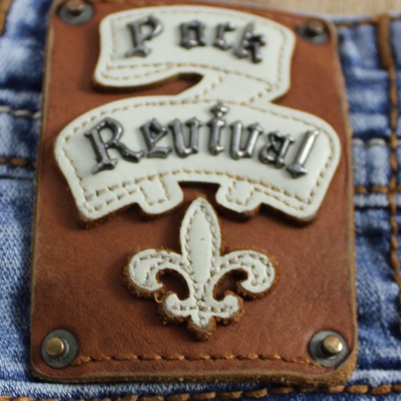 Rock Revival Distressed Styling Boot Jeans, Size 33 - Picture 8 of 11